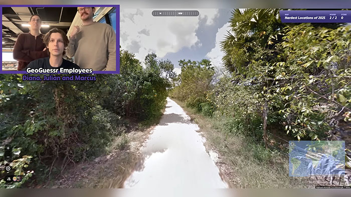Tres empleados de GeoGuessr en videollamada, mostrando las exhibiciones más inquietantes de inteligencia que han visto.